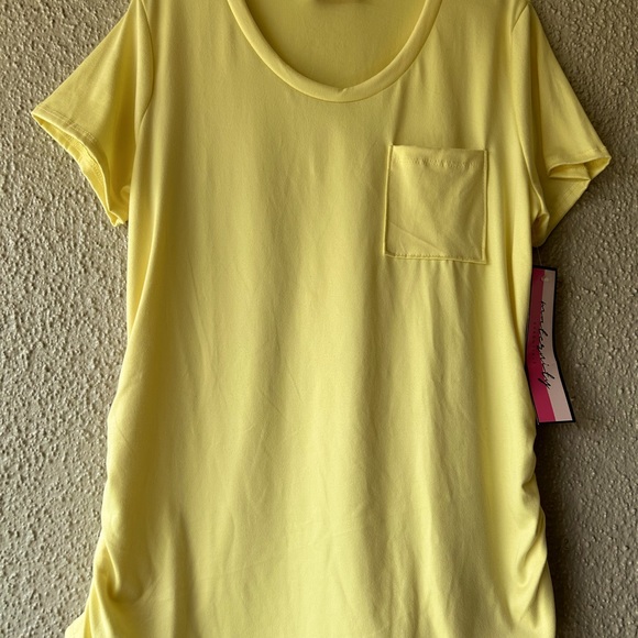 Ragdoll Yellow Maternity Top Ruched Waist both sides pocket on front large NWT - Picture 1 of 7